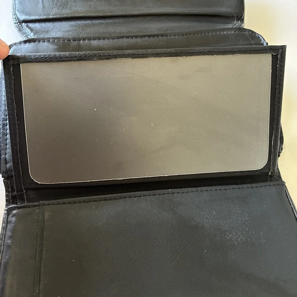 Rolfs Cowhide Black Leather Wallet Clutch Organizer Vintage Change Zipper